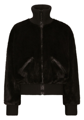 Dolce & Gabbana faux-fur bomber jacket - Black