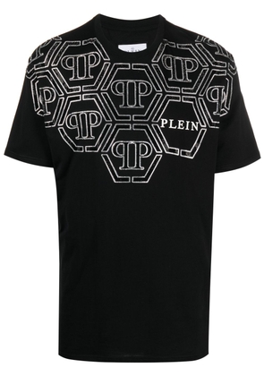 Philipp Plein SS Hexagon rhinestone-embellished T-shirt - Black