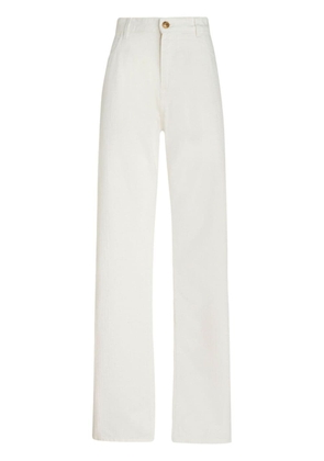 ETRO Pegaso-embroidered wide-leg jeans - White