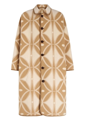ETRO geometric-pattern wool jacquard coat - Neutrals