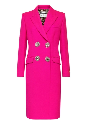 Philipp Plein crystal-embellished wool coat - Pink