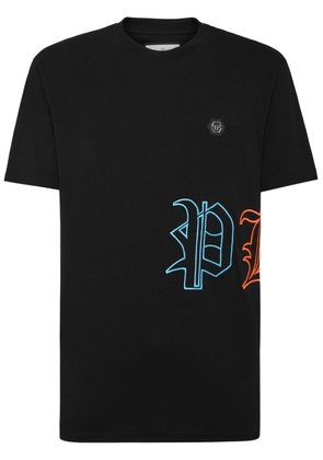 Philipp Plein logo-embroidered cotton T-shirt - Black