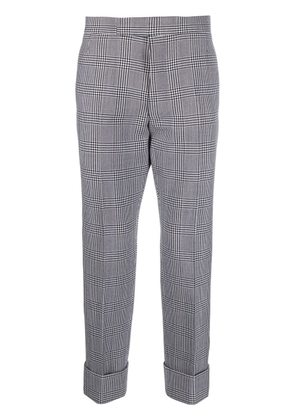 Thom Browne check-pattern cropped trousers - Black