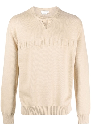 Alexander McQueen logo-jacquard cotton-cashmere jumper - Neutrals