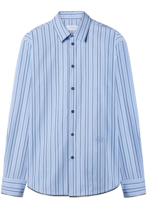 Off-White zip-embellished striped cotton shirt - Blue