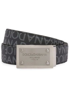 Dolce & Gabbana logo-plaque jacquard belt - Black