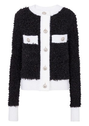 Balmain bouclé contrasting-trim knitted cardigan - Black