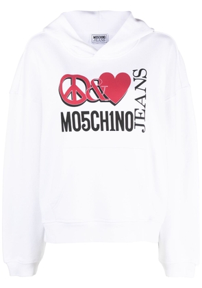MOSCHINO JEANS graphic logo-print hoodie - White