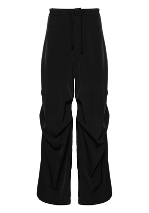 MM6 Maison Margiela gathered-detail drawstring wide trousers - Black