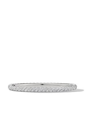 David Yurman 18kt white gold Sculpted Cable diamond bangle bracelet - Silver