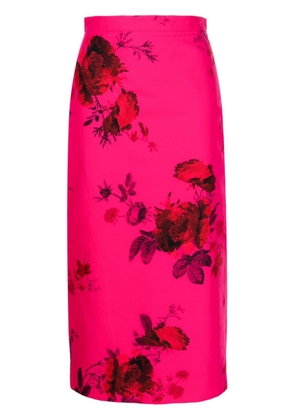 ERDEM floral-print faille pencil skirt - Pink