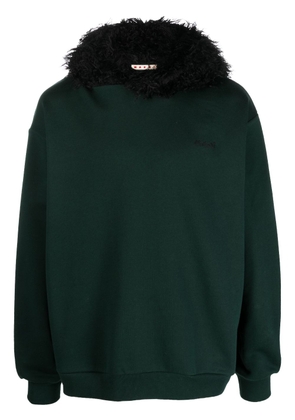 Marni faux-fur cotton sweatshirt - Green