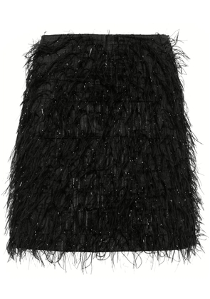 Genny feather-detail high-waisted miniskirt - Black
