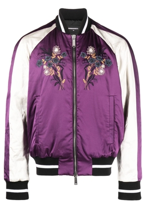 Dsquared2 floral-embroidered bomber jacket - Purple