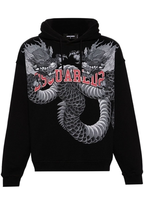 Dsquared2 dragon-print cotton hoodie - Black