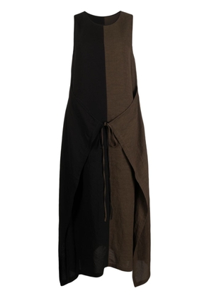 Uma Wang colour-block sleeveless midi dress - Brown