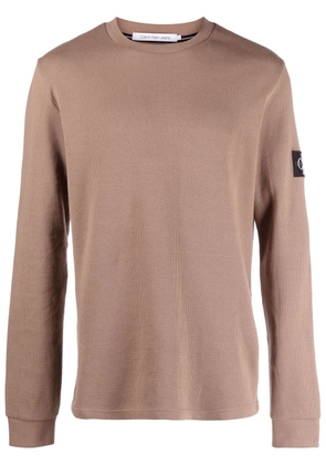 Calvin Klein Jeans logo-patch cotton sweatshirt - Brown