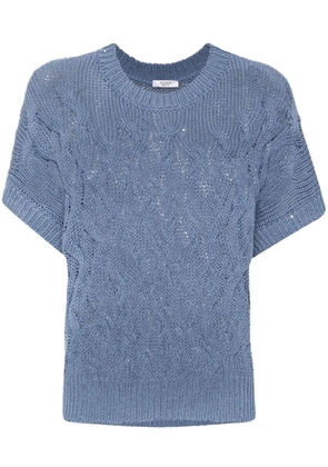 Peserico sequin-embellished cable-knit jumper - Blue