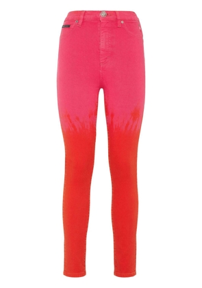 Philipp Plein paint-splatter high-waist jeans - Pink