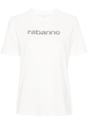 Rabanne sequined-logo cotton T-shirt - White