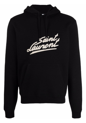 Saint Laurent logo-print cotton hoodie - Black