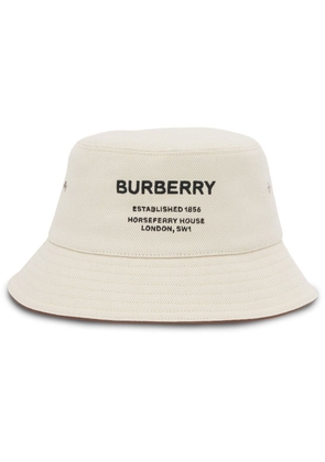Burberry Horseferry-embroidery bucket hat - Neutrals
