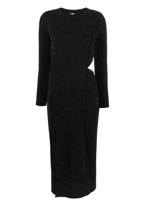 Karl Lagerfeld long-sleeve lurex midi dress - Black