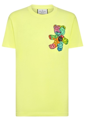 Philipp Plein teddy bear-print cotton-blend T-shirt - Yellow