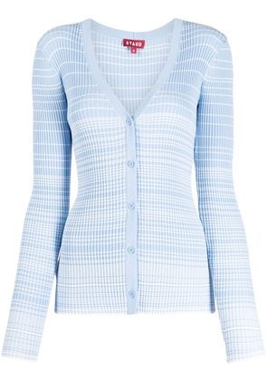 STAUD Cargo Sweater striped ribbed-knit cardigan - Blue