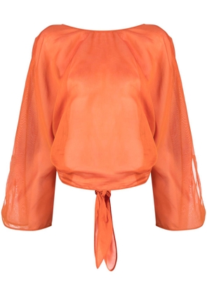 Alberta Ferretti V-back long-sleeve blouse - Orange