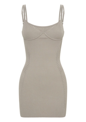 Dion Lee Serpent lace-panel ribbed-knit minidress - Neutrals