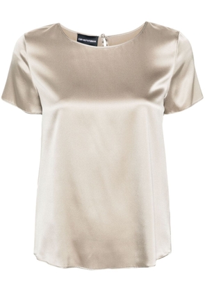 Emporio Armani round-neck satin blouse - Neutrals