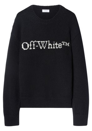 Off-White logo-intarsia wool jumper - Black