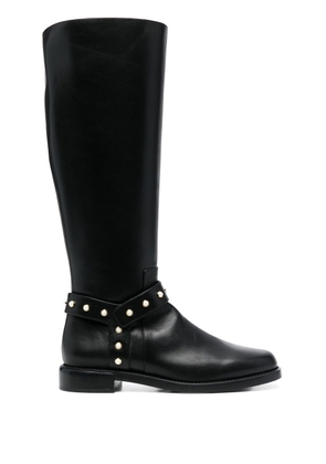 Stuart Weitzman studded knee-high leather boots - Black