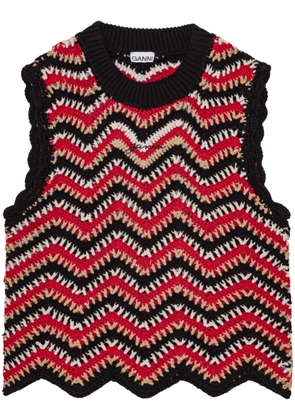 GANNI organic-cotton crochet vest - Red