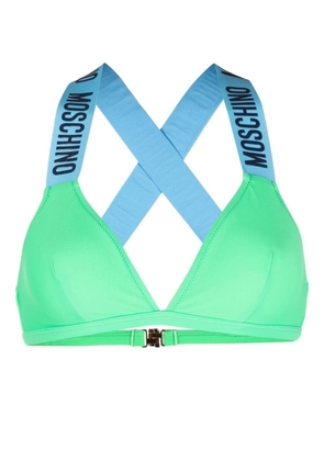 Moschino logo-embossed non-wired bikini top - Green