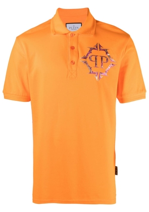 Philipp Plein Chrome logo-print piqué polo shirt - Orange