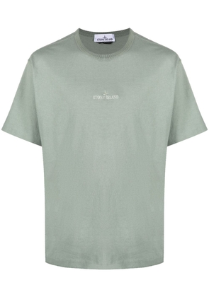 Stone Island logo-embroidered cotton T-shirt - Green
