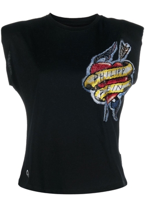 Philipp Plein rhinestone-embellished sleeveless T-shirt - Black