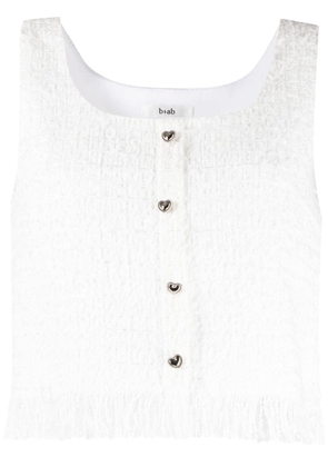 b+ab fringed sleeveless tweed top - White
