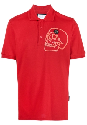 Philipp Plein skull-print cotton polo shirt - Red