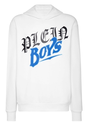 Philipp Plein logo-print cotton hoodie - White