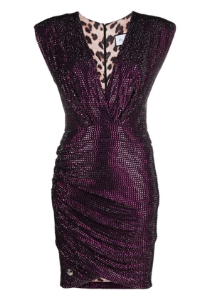 Philipp Plein crystal-embellished padded mini dress - Purple