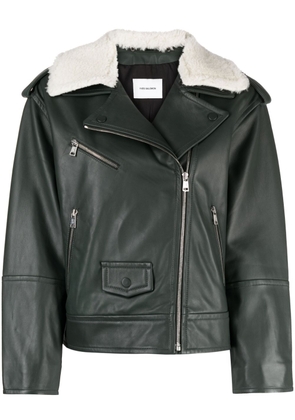 Yves Salomon off-centre leather jacket - Green