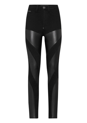 Philipp Plein panelled high-rise skinny jeans - Black