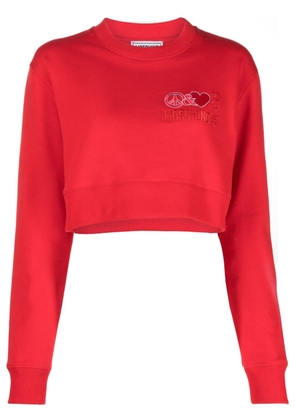 MOSCHINO JEANS logo-embroidered crop cotton sweatshirt