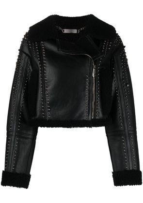 Philipp Plein shearling cropped leather jacket - Black