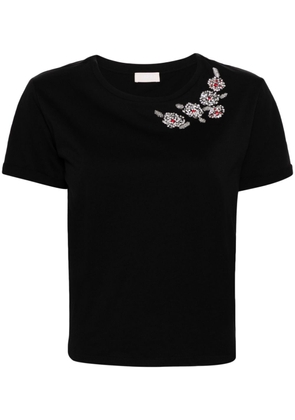 LIU JO rhinestone-embellished cotton T-shirt - Black