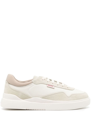 HUGO logo-patch panelled suede trainers - Neutrals