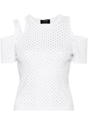 LIU JO embellished cut-out knitted top - White